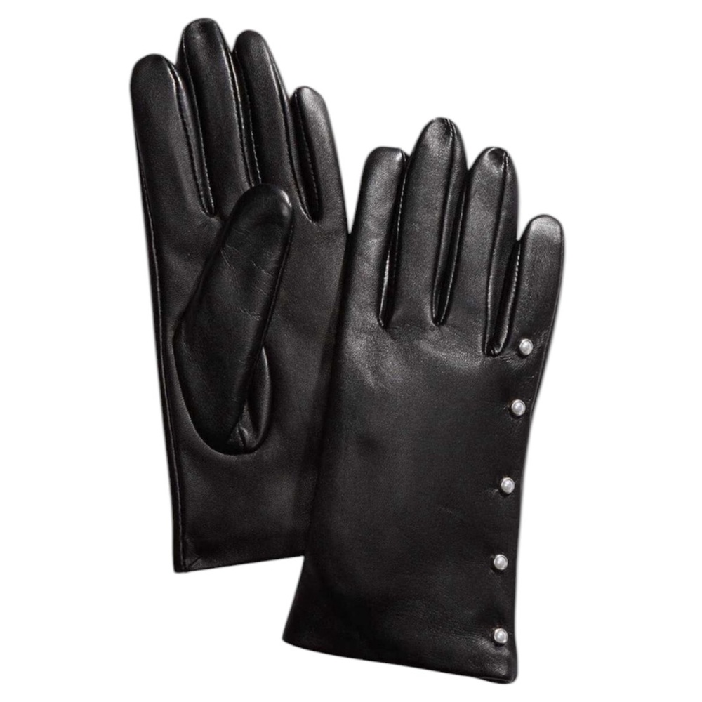 NWT Charter Club Women’s Genuine Leather Gloves Pearl Trim Gift Soft Warm